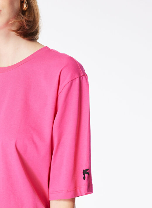 Fabrika Fuşya Kadın Bisiklet Yaka Oversize T-Shirt DANTITA 4