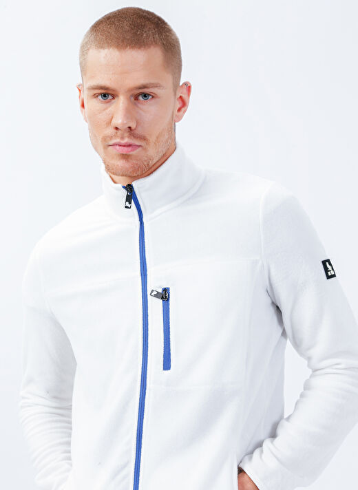 Beyaz Erkek Fermuarlı Sweatshirt 1