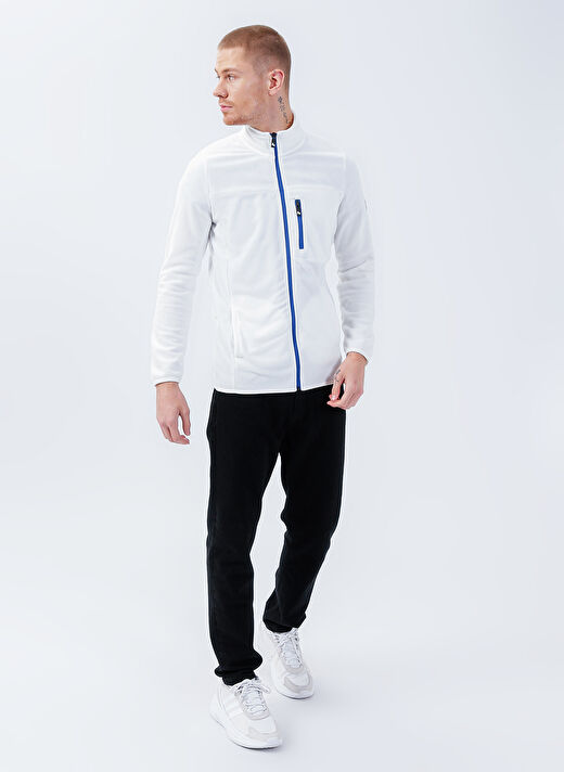 Beyaz Erkek Fermuarlı Sweatshirt 2