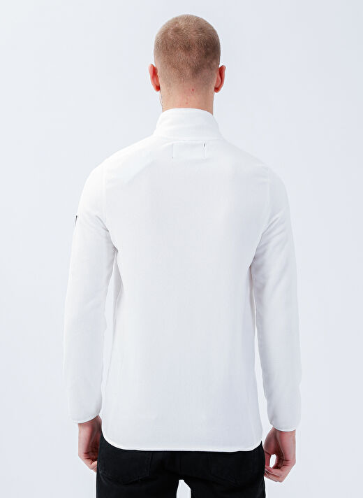 Beyaz Erkek Fermuarlı Sweatshirt 4