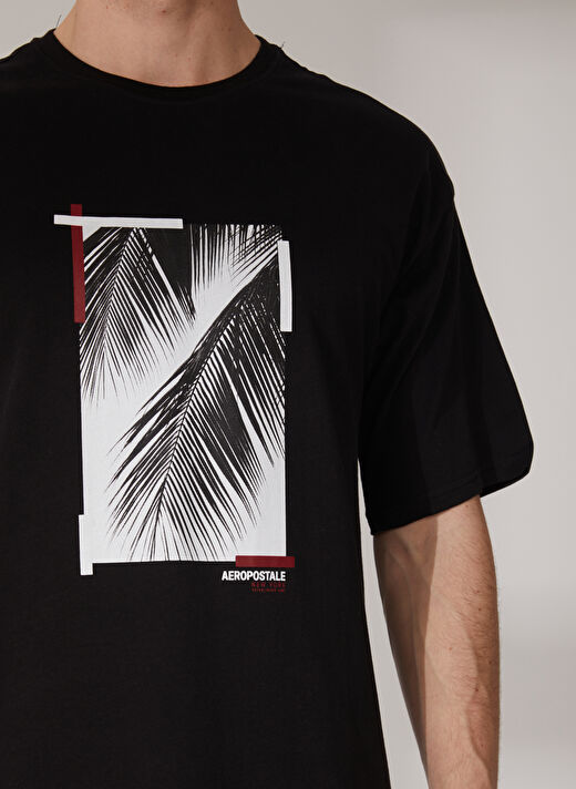 Aeropostale Bisiklet Yaka Baskılı Siyah Erkek T-Shirt E-LEAFIN 4