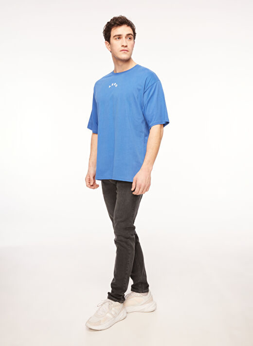 Aeropostale Bisiklet Yaka Baskılı İndigo Erkek T-Shirt E-BACKROUND 2