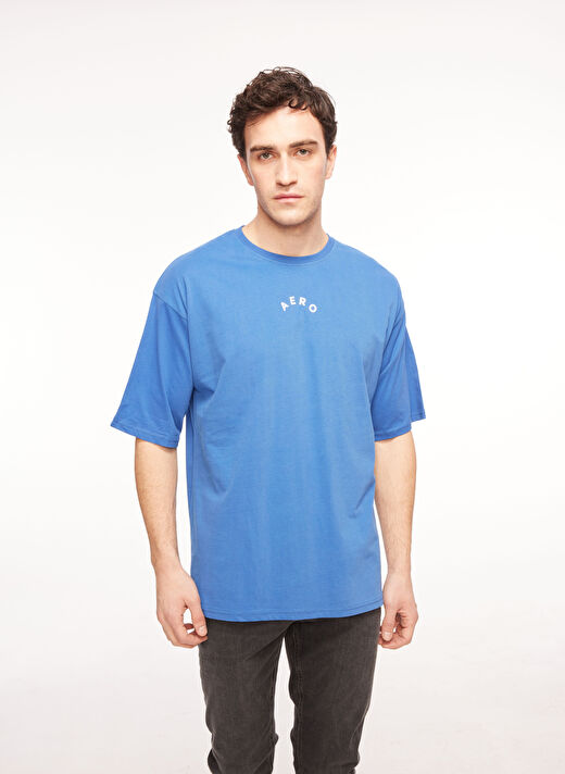 Aeropostale Bisiklet Yaka Baskılı İndigo Erkek T-Shirt E-BACKROUND 3