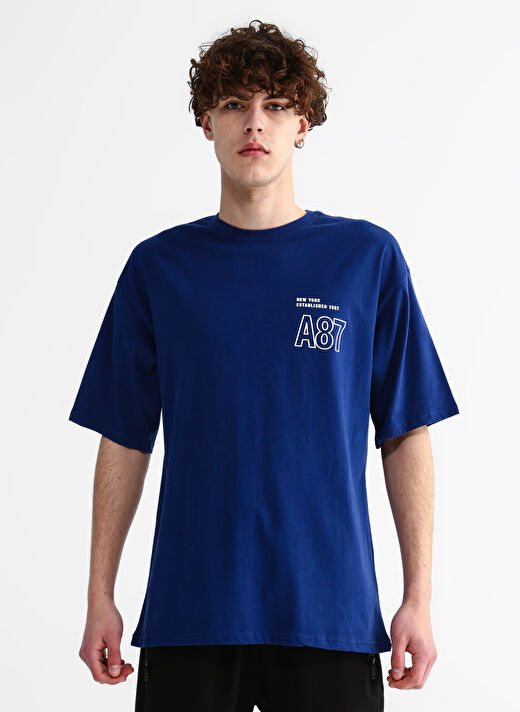 Aeropostale Bisiklet Yaka Baskılı Lacivert Erkek T-Shirt E-TURN 3