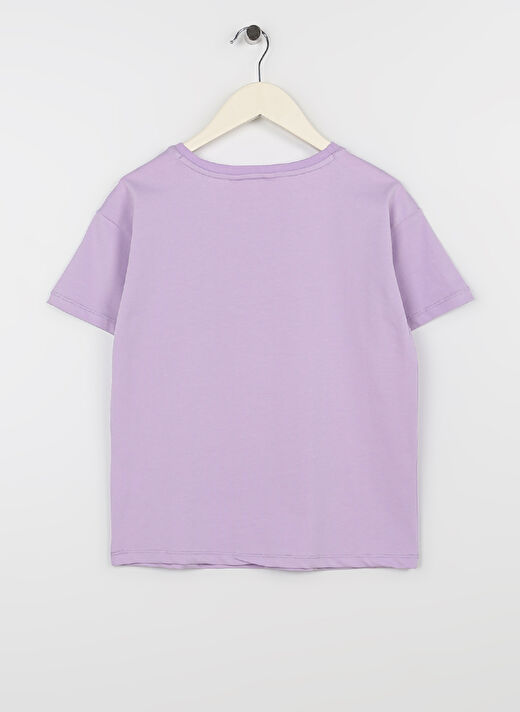 Aeropostale Lila Kız Çocuk Bisiklet Yaka Kısa Kollu Baskılı T-Shirt 23SAG-31   2