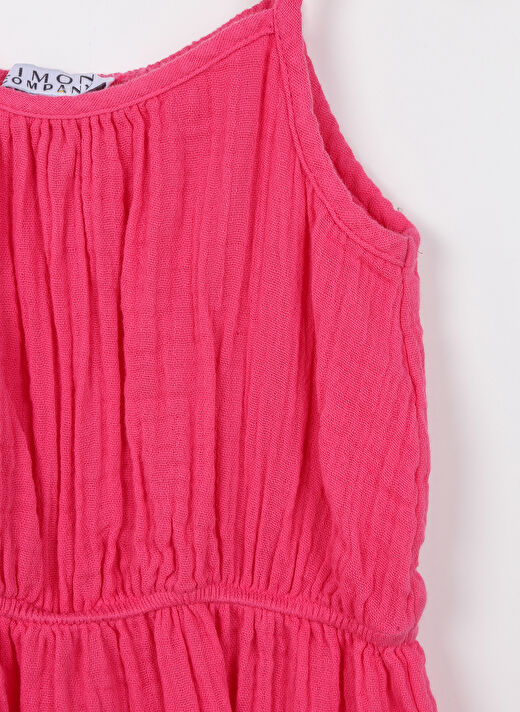 Limon Fuşya Kız Çocuk Yuvarlak Yaka Kolsuz Düz Elbise VAL GIRL-23   3