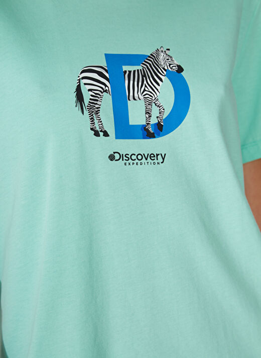 Discovery Expedition Bisiklet Yaka Baskılı Mint Kadın T-Shirt W-MERCAX 4