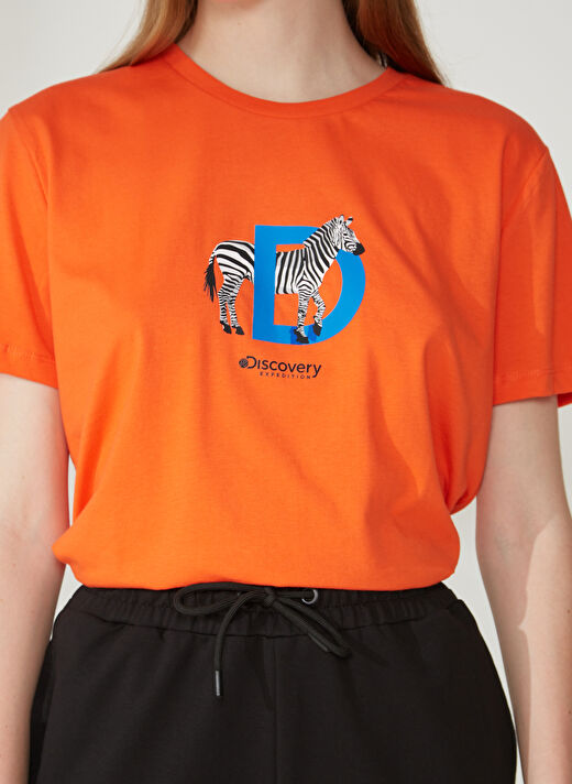 Discovery Expedition Bisiklet Yaka Baskılı Turuncu Kadın T-Shirt W-MERCAX 4