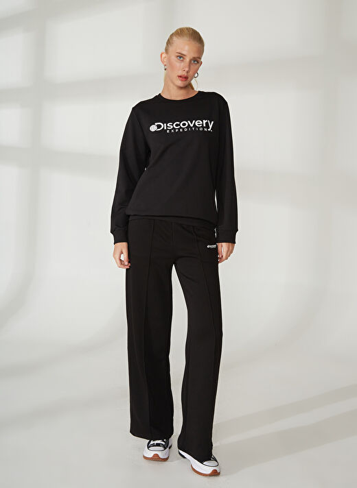 Discovery Expedition Bisiklet Yaka Siyah Kadın Sweatshırt W-ENERGY 3