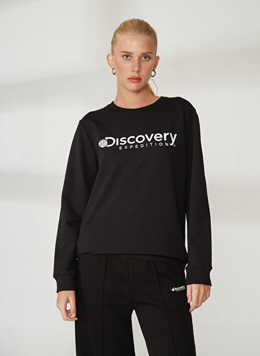 Discovery Expedition Bisiklet Yaka Siyah Kadın Sweatshırt W-ENERGY 4