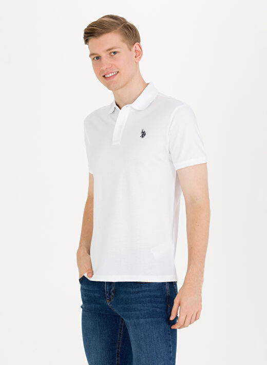 U.S. Polo Assn. Beyaz Erkek Polo T-Shirt GTP04IY023 2