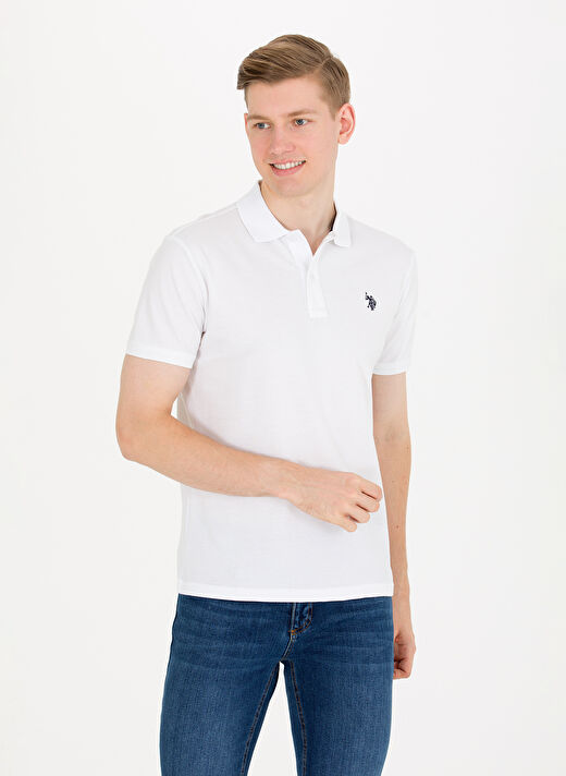 U.S. Polo Assn. Beyaz Erkek Polo T-Shirt GTP04IY023 3