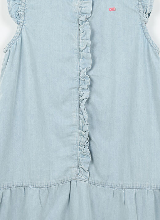U.S. Polo Assn. Mavi Kız Çocuk Bisiklet Yaka Kolsuz Diz Üstü Düz Denim Elbise VENESKIDS23Y  3