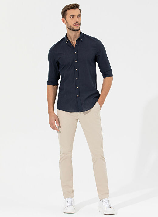 Pierre Cardin Normal Bel Normal Paça Slim Fit Bej Erkek Pantolon RIVES 1