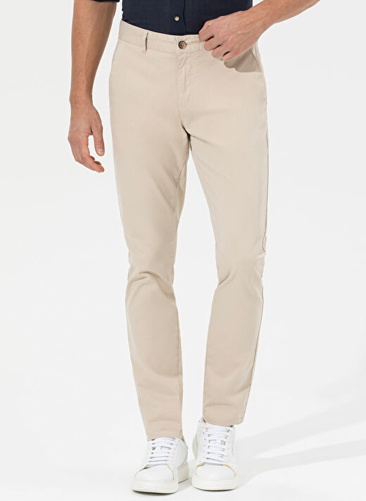 Pierre Cardin Normal Bel Normal Paça Slim Fit Bej Erkek Pantolon RIVES 2