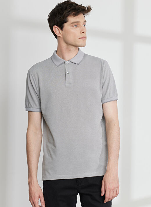 Altınyıldız Classics Gri - Beyaz Erkek Polo T-Shirt 4A9000000003 1