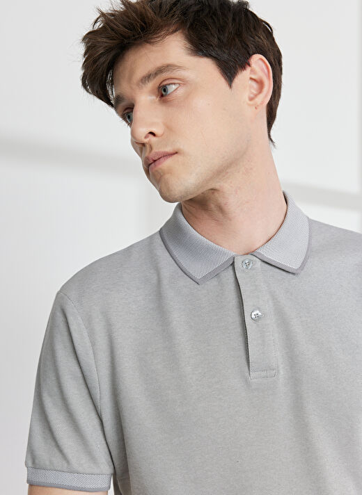 Altınyıldız Classics Gri - Beyaz Erkek Polo T-Shirt 4A9000000003 3