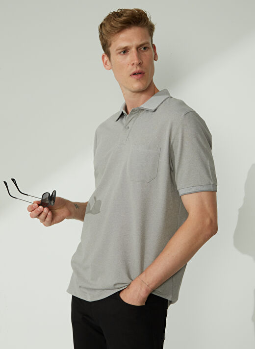 Altınyıldız Classics Gri - Beyaz Erkek Polo T-Shirt 4A9000000004 2
