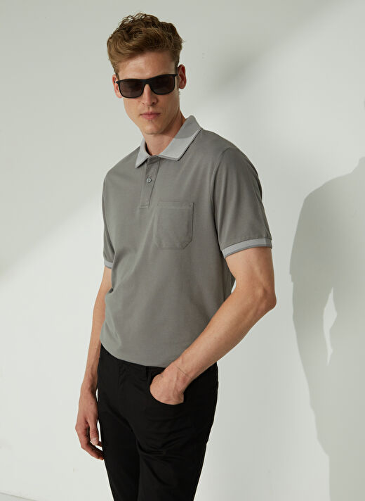 Altınyıldız Classics Polo Yaka Gri Erkek T-Shirt 4A9000000004 1