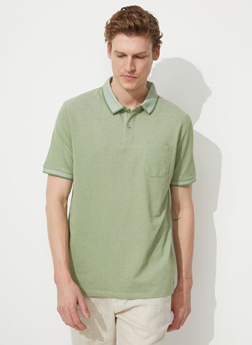 Altınyıldız Classics Yeşil - Beyaz Erkek Polo T-Shirt 4A9000000004 4