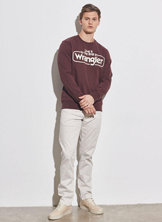 Wrangler Bisiklet Yaka Koyu Bordo Erkek Sweatshırt W6F3H1XU1_Bisiklet Yaka Sweatshirt 4