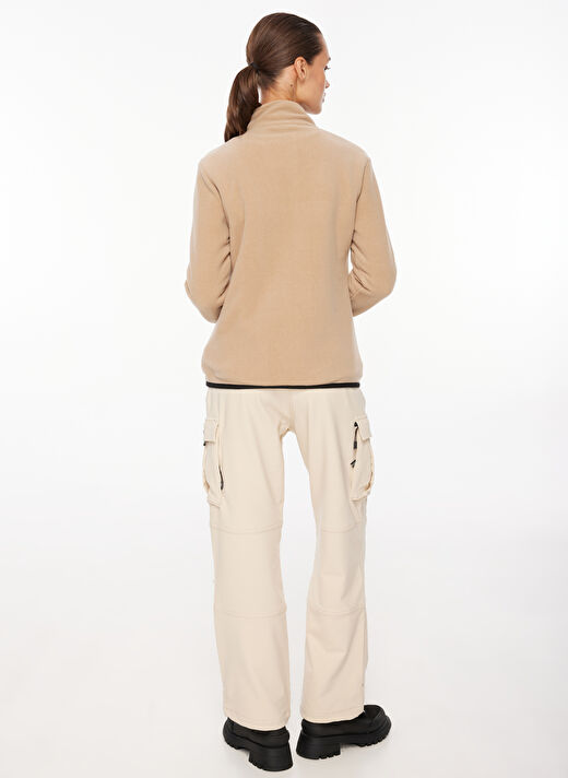 Discovery Expedition Bej Kadın Kapüşon Yaka Standart Fit Polar Sweatshırt D3WL-SWT26  3