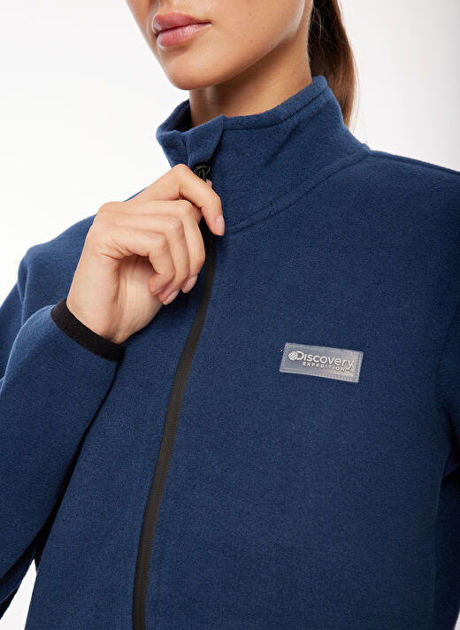 Discovery Expedition İndigo Kadın Kapüşon Yaka Standart Fit Polar Sweatshırt D3WL-SWT27  3