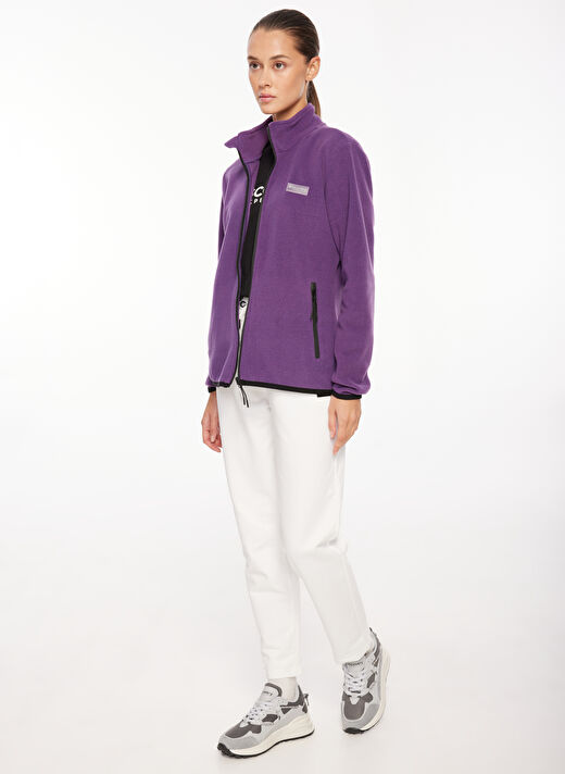 Discovery Expedition Mor Kadın Kapüşon Yaka Standart Fit Polar Sweatshırt D3WL-SWT27  1