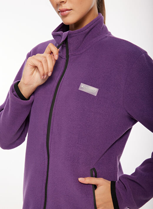 Discovery Expedition Mor Kadın Kapüşon Yaka Standart Fit Polar Sweatshırt D3WL-SWT27  3