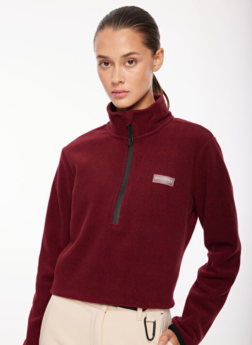 Discovery Expedition Bordo Kadın Fermuarlı Yaka Standart Fit Polar Sweatshırt D3WL-SWT26  1