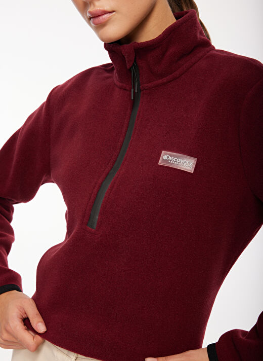 Discovery Expedition Bordo Kadın Fermuarlı Yaka Standart Fit Polar Sweatshırt D3WL-SWT26  2