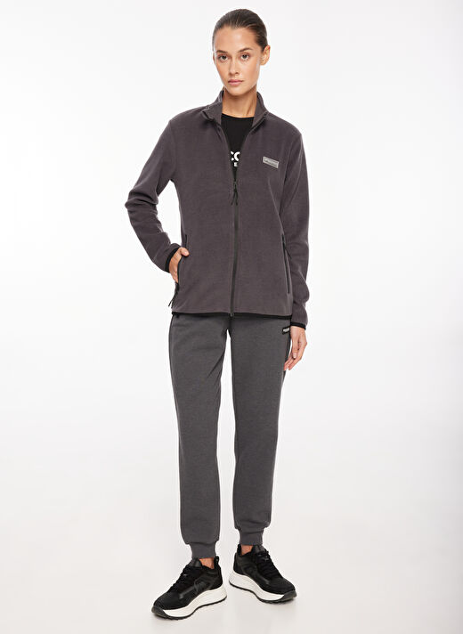 Discovery Expedition Antrasit Kadın Kapüşon Yaka Standart Fit Polar Sweatshırt D3WL-SWT27 1