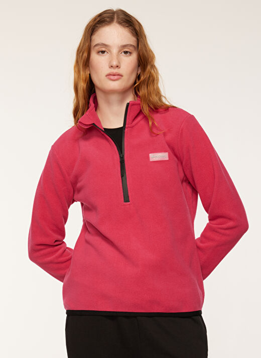 Discovery Expedition Pembe Kadın Fermuarlı Yaka Standart Fit Polar Sweatshırt D3WL-SWT26 1