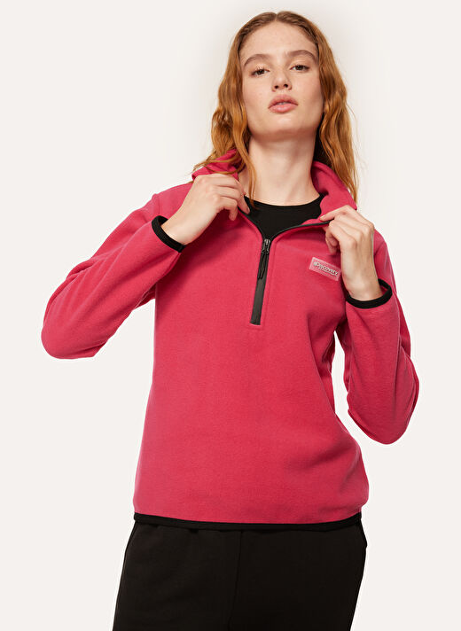 Discovery Expedition Pembe Kadın Fermuarlı Yaka Standart Fit Polar Sweatshırt D3WL-SWT26 2