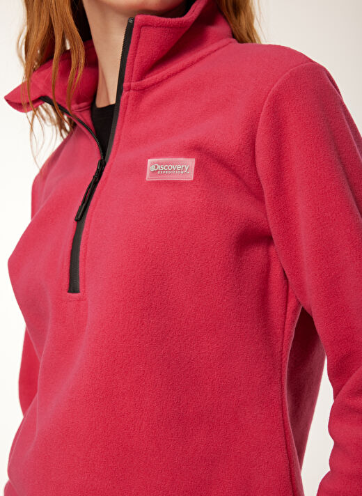 Discovery Expedition Pembe Kadın Fermuarlı Yaka Standart Fit Polar Sweatshırt D3WL-SWT26 3