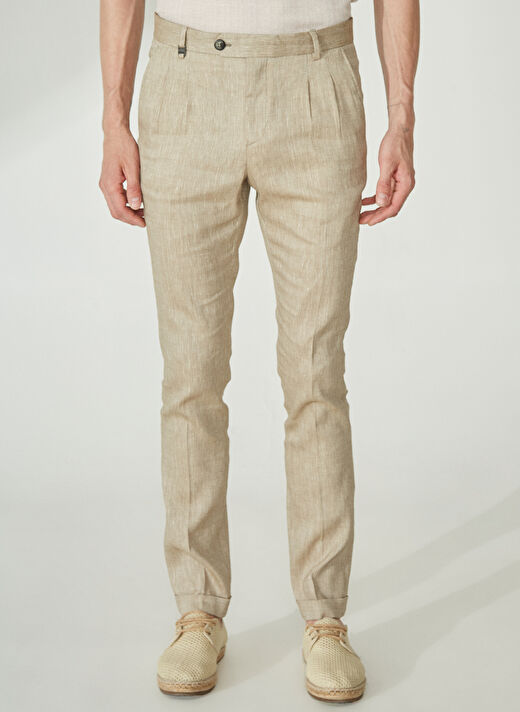 Beymen Business Normal Bel Dar Paça Slim Fit Bej Erkek Pantolon 4B0123200055 2