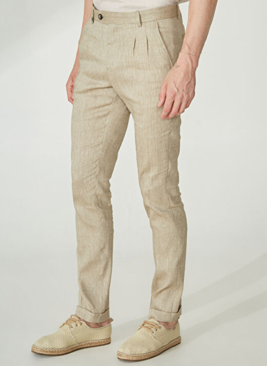 Beymen Business Normal Bel Dar Paça Slim Fit Bej Erkek Pantolon 4B0123200055 3