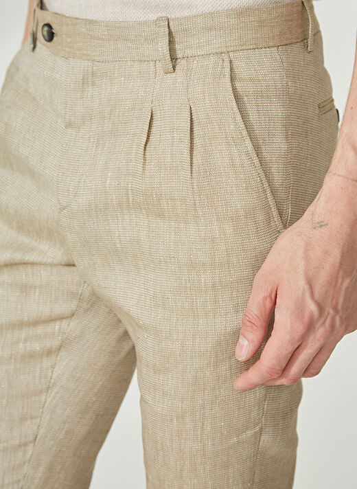 Beymen Business Normal Bel Dar Paça Slim Fit Bej Erkek Pantolon 4B0123200055 4