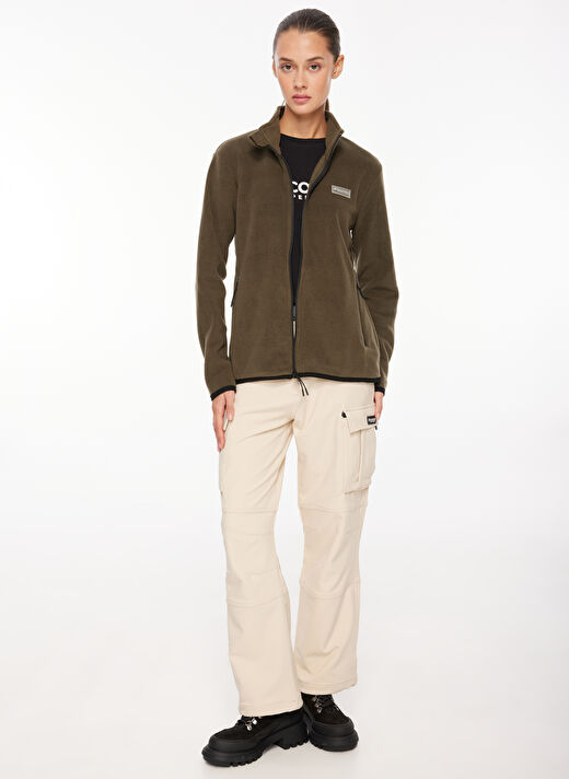 Discovery Expedition Haki Kadın Kapüşon Yaka Standart Fit Polar Sweatshırt D3WL-SWT27  1