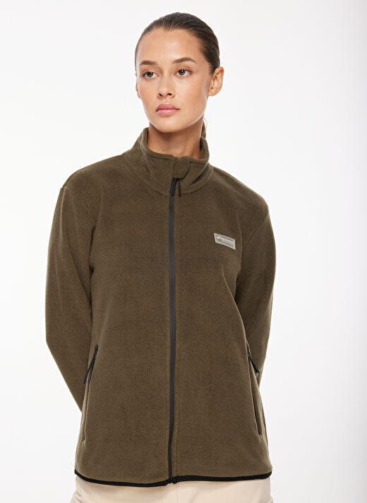 Discovery Expedition Haki Kadın Kapüşon Yaka Standart Fit Polar Sweatshırt D3WL-SWT27  2