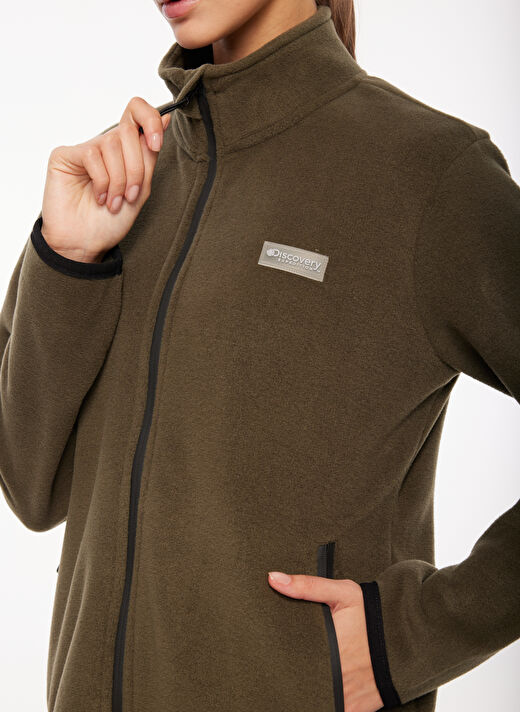 Discovery Expedition Haki Kadın Kapüşon Yaka Standart Fit Polar Sweatshırt D3WL-SWT27  3