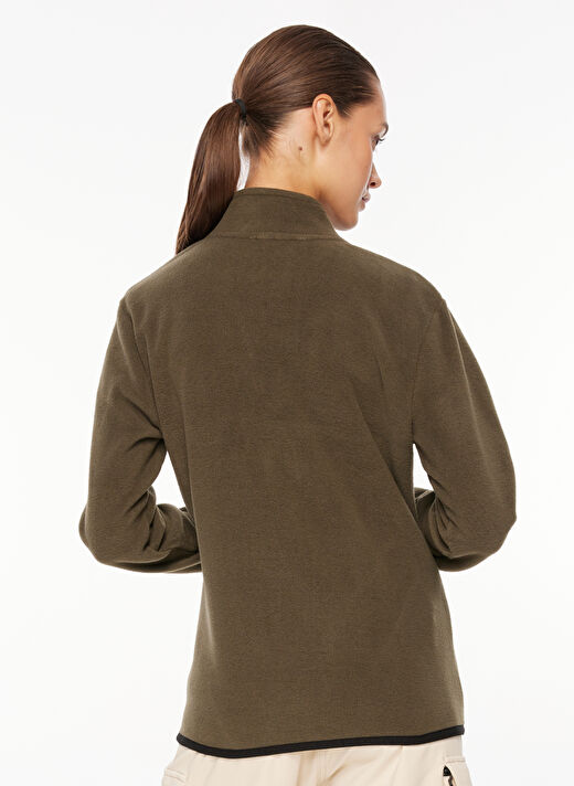 Discovery Expedition Haki Kadın Kapüşon Yaka Standart Fit Polar Sweatshırt D3WL-SWT27  4