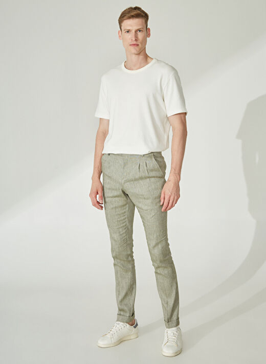 Beymen Business Normal Bel Dar Paça Slim Fit Haki Erkek Pantolon 4B0123200055 2