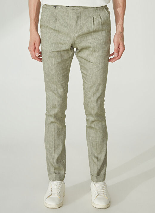 Beymen Business Normal Bel Dar Paça Slim Fit Haki Erkek Pantolon 4B0123200055 3