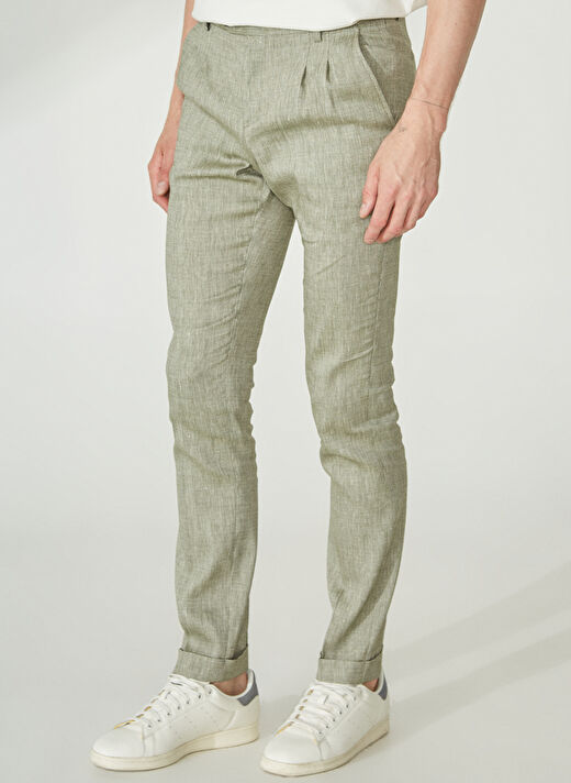 Beymen Business Normal Bel Dar Paça Slim Fit Haki Erkek Pantolon 4B0123200055 4