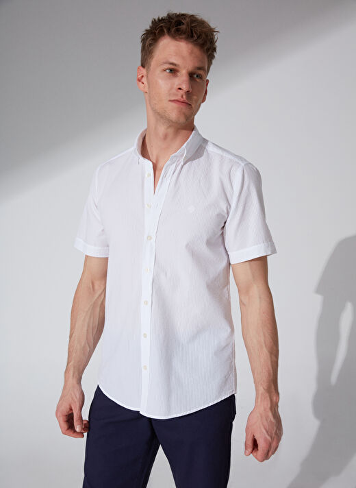 Beymen Business Beyaz Erkek Düğmeli Slim Fit Gömlek 4B2023200112   3
