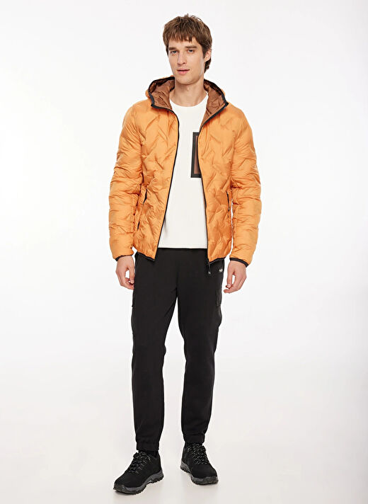 Discovery Expedition Beyaz - Turuncu Erkek Kapüşon Yaka Standart Fit Mont D3WM-MNT18  1