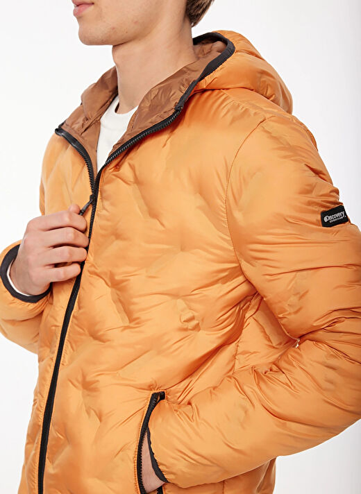 Discovery Expedition Beyaz - Turuncu Erkek Kapüşon Yaka Standart Fit Mont D3WM-MNT18  3