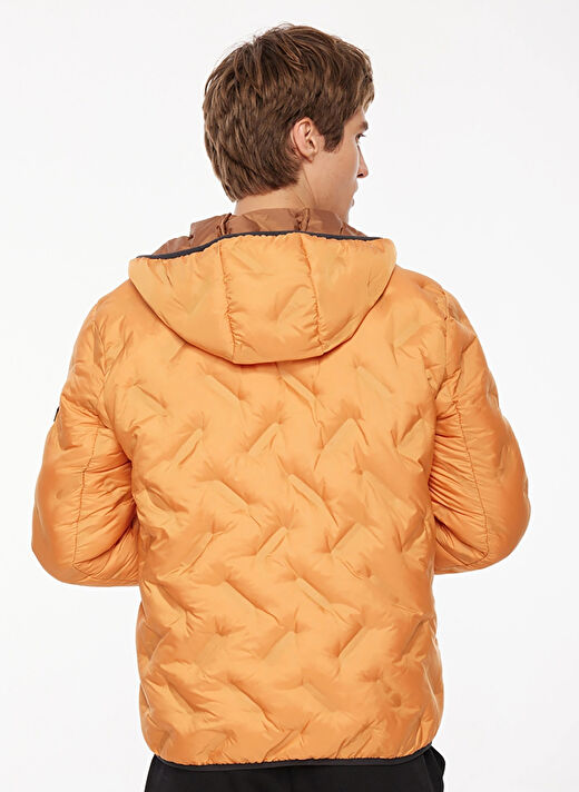 Discovery Expedition Beyaz - Turuncu Erkek Kapüşon Yaka Standart Fit Mont D3WM-MNT18  4