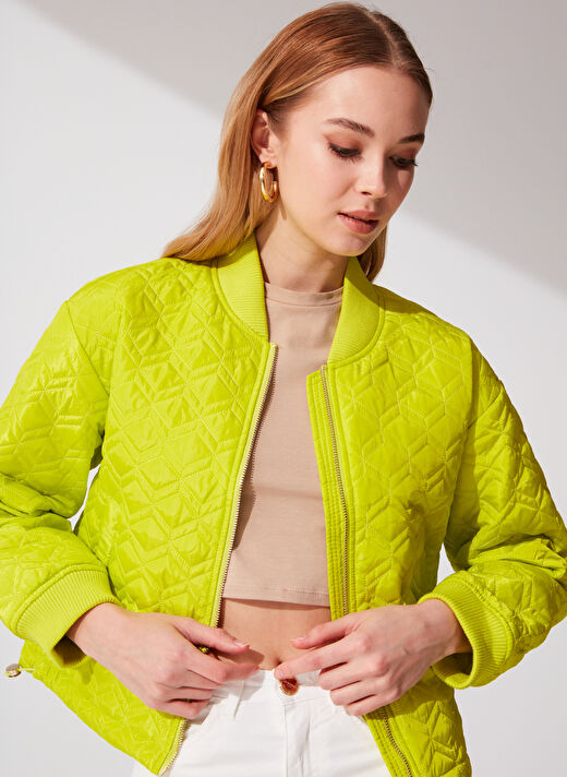 Pierre Cardin Yeşil Bisiklet Yaka Kadın Crop Top İnce Mont JALEK 2